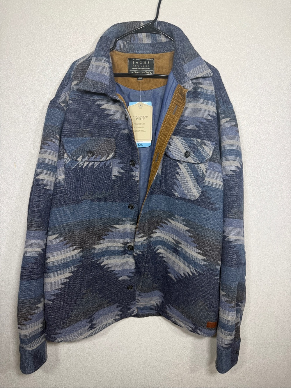 Jachs New York 3XL Wool Blend Southwestern Aztec Shacket Jacket NWT
